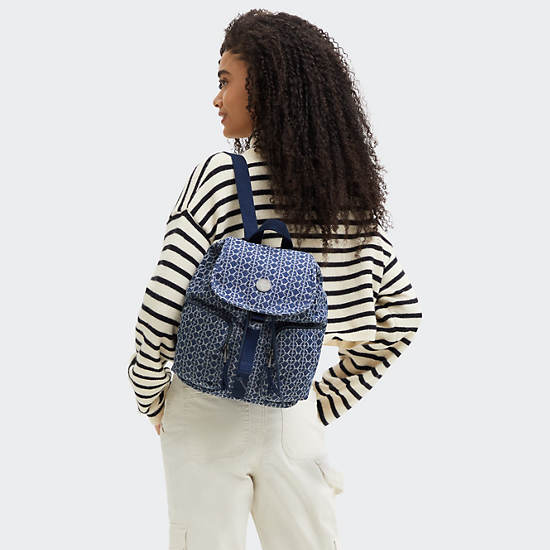 Anto Small Printed Denim Backpack, Signature Denim, large