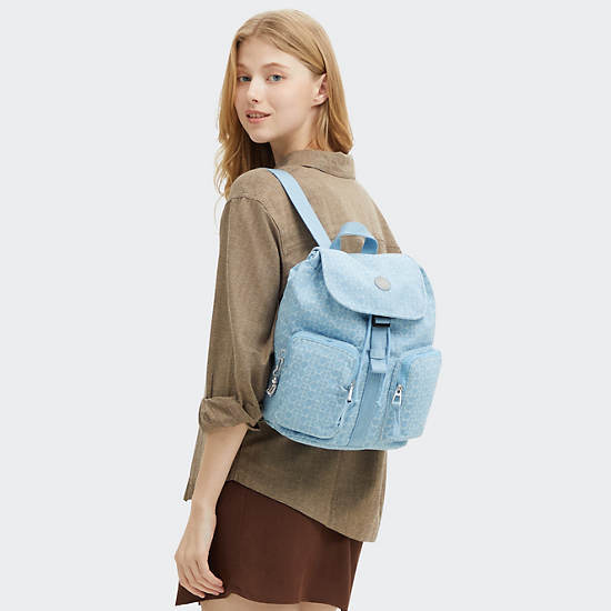 Anto Small Printed Denim Backpack, Light Denim Jacquard, large