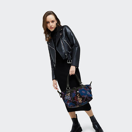 Art Mini Anna Sui Shoulder Bag, Black Camo Embossed, large