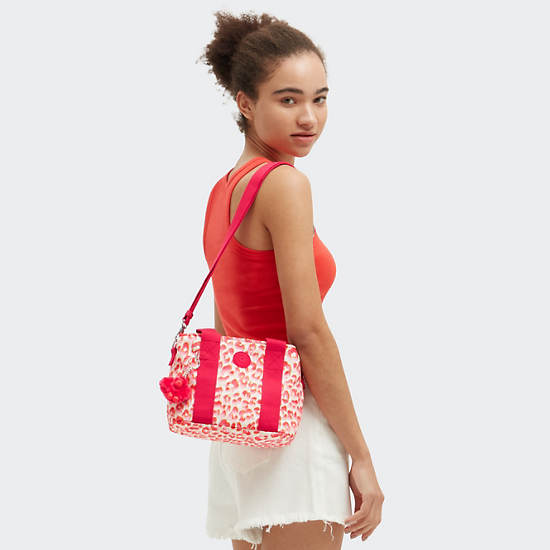 Minta Printed Shoulder Bag, Pink Cheetah, large