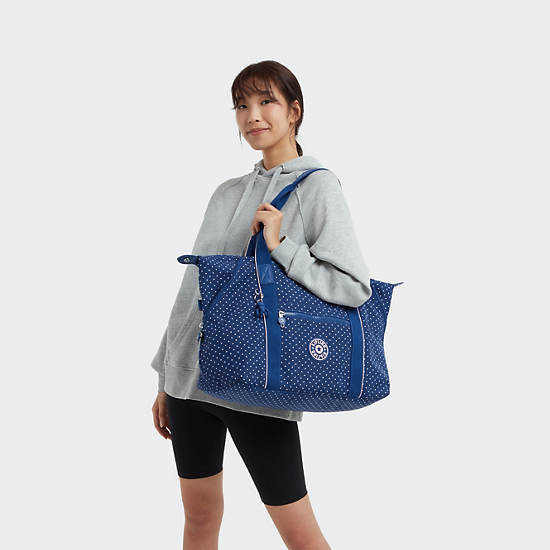 Art Medium Printed Tote Bag, Soft Dot Blue, large