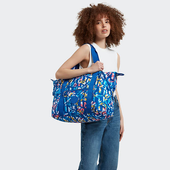 Art Medium Printed Tote Bag, Kipling Neon, large