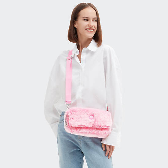 Aras Furry Shoulder Bag - Valentine Pink | Kipling
