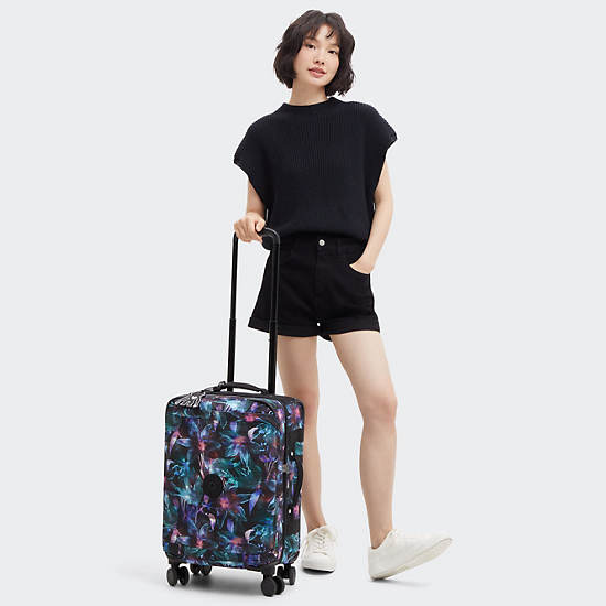 Spontaneous Small Printed Rolling Luggage, Spectral Orchid, large