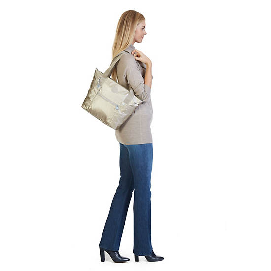 Alexandra Metallic Tote Bag, Champagne Metallic, large Alexandra Metallic Tote Bag, Champagne Metallic, large
