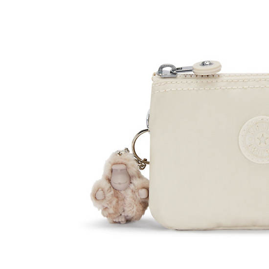 Creativity Small Metallic Pouch, Beige Pearl, large