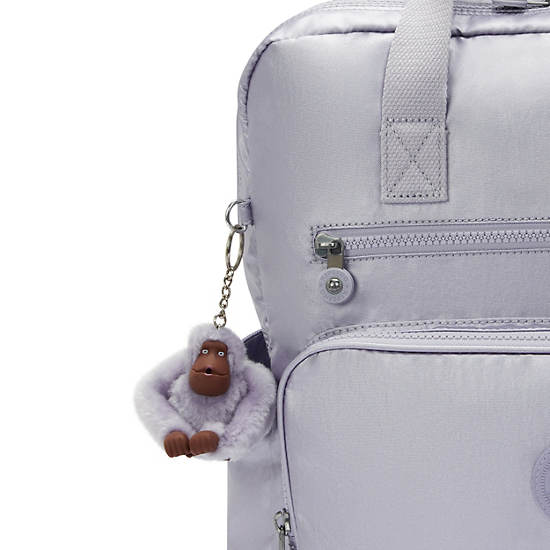 Audrie Metallic Diaper Backpack, Frosted Lilac Metallic, large