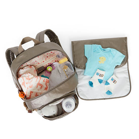 Bizzy Boo Printed Backpack Diaper Bag, Lavender Navy, large