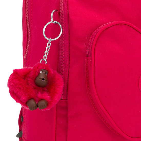 Heart Printed Kids Backpack, True Pink, large