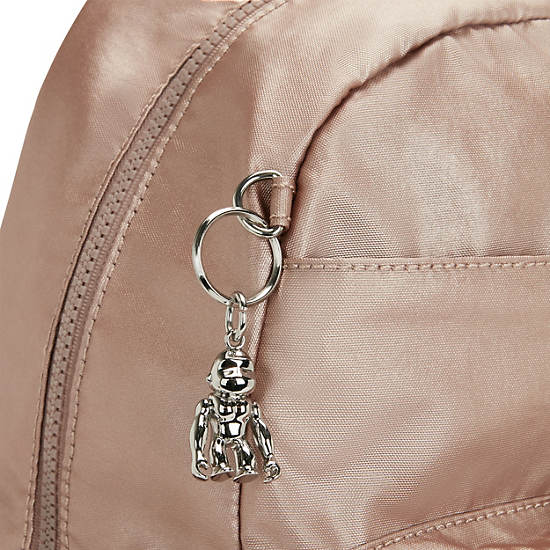Maisie Metallic Diaper Backpack, Rose Gold Metallic, large