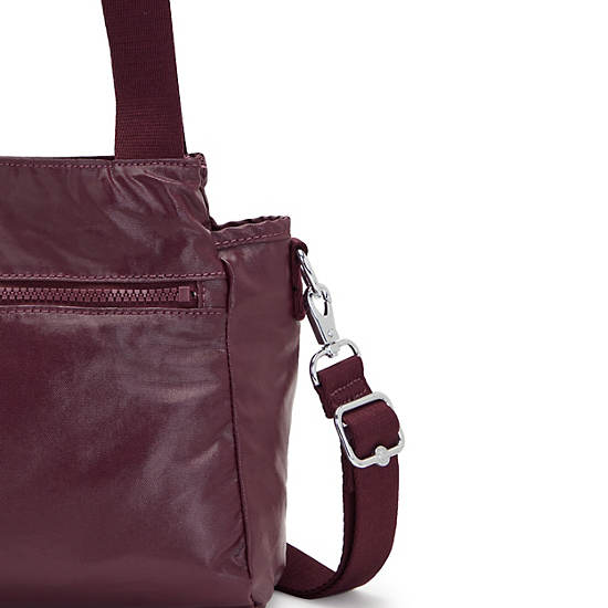 Elysia Metallic Shoulder Bag, Burgundy Lacquer, large