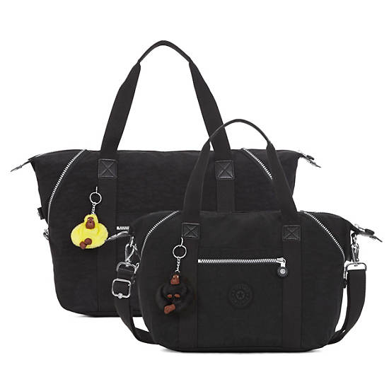 Art Small Handbag, Black Sateen, large