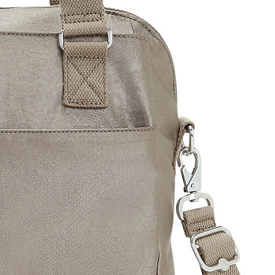 Felicity Metallic Shoulder Bag, Metallic Pewter, large