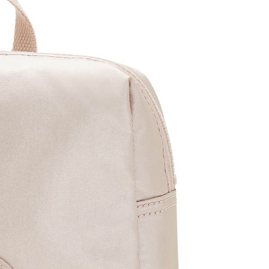 Daphane Mini Metallic Backpack, Quartz Metallic, large
