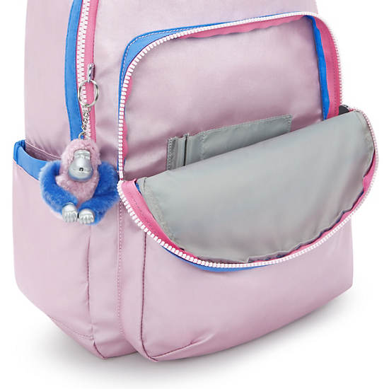 Seoul Large Metallic 15" Laptop Backpack, WavePop Met Lilac, large