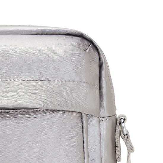 Salpino Metallic Crossbody Bag, Smooth Silver Metallic, large