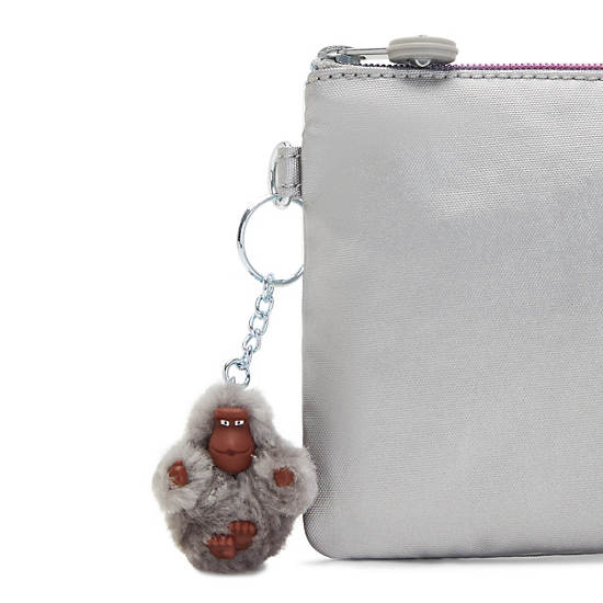 Viv Metallic Pouch, Smooth Silver Metallic, large