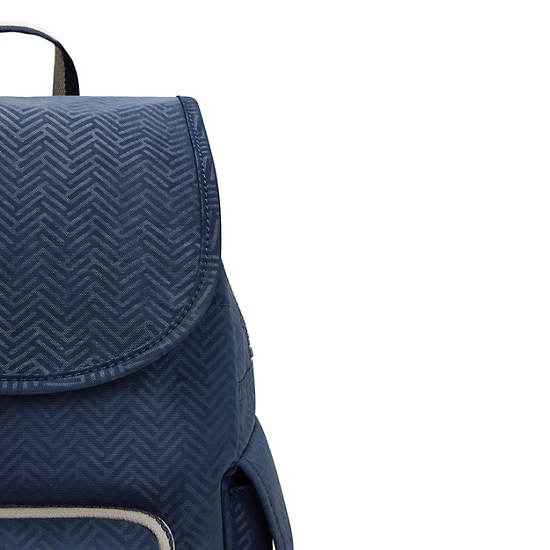 City Pack Small Printed Backpack, Endless Blue Embossed, large