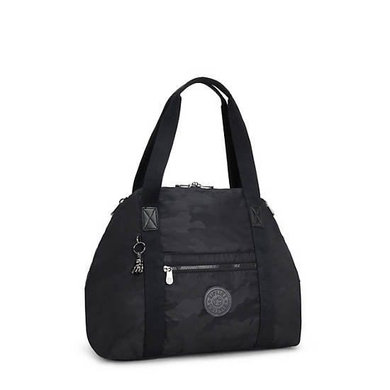 Art Medium Tote Bag, Black Camo Embossed, large