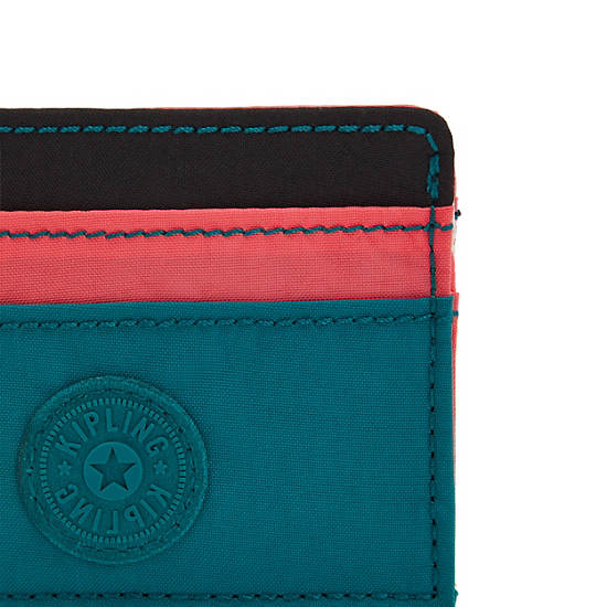 Cardy Card Holder, Coral Teal Block, large