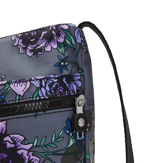 Izellah Printed Crossbody Bag, Black Sateen, large Izellah Printed Crossbody Bag, Black Sateen, large