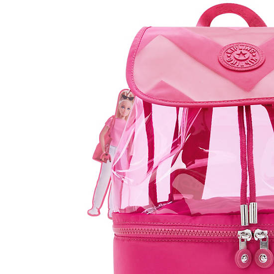 Darlee Medium Clear Barbie Backpack, Power Pink Translucent, large