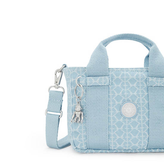 Ritta Mini Printed Denim Shoulder Bag, Light Denim Jacquard, large