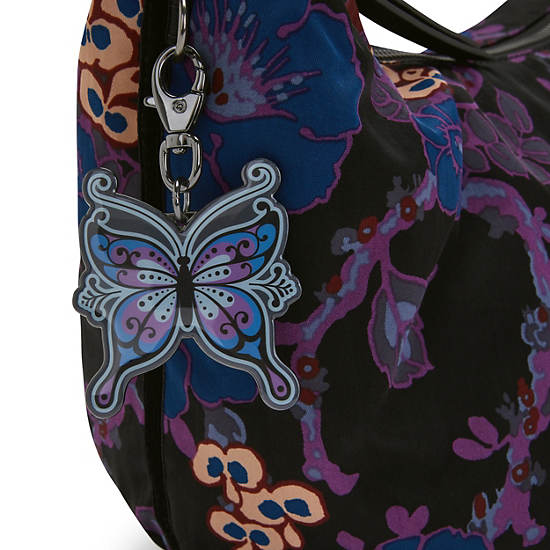 Amela Anna Sui Shoulder Bag, Black Camo Embossed, large