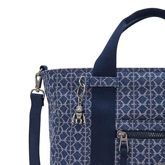 Ritta Small Printed Denim Handbag, Signature Denim, large