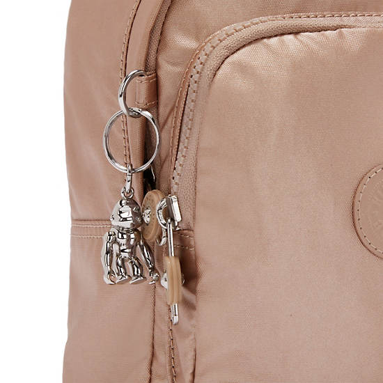 Delia Compact Metallic Convertible Backpack, Rose Gold Metallic, large