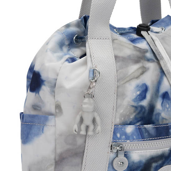 Art Small Tie Dye Tote Backpack, Imperial Blue Block, large