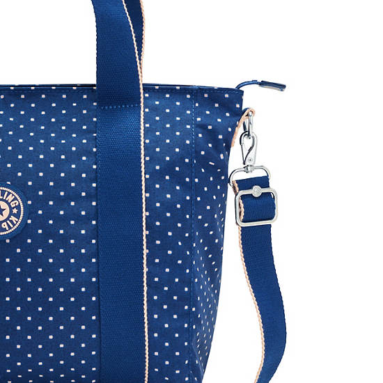Asseni Small Printed Tote Bag, Soft Dot Blue, large