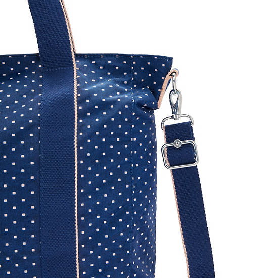 Asseni Printed Tote Bag, Soft Dot Blue, large