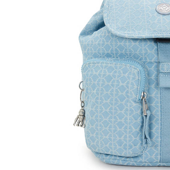 Anto Small Printed Denim Backpack, Light Denim Jacquard, large