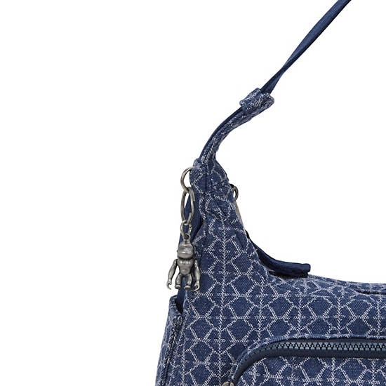 Karis Small Printed Denim Shoulder Bag, Signature Denim, large