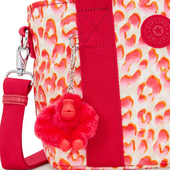 Minta Printed Shoulder Bag, Pink Cheetah, large