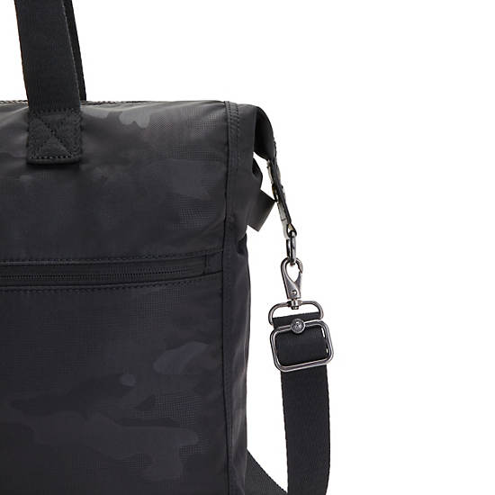 Ilia Laptop Tote Bag, Black Camo Embossed, large
