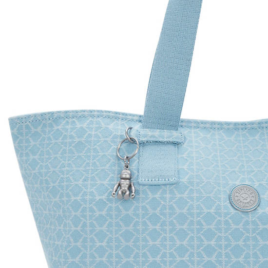 Raaja Printed Denim Tote Bag, Light Denim Jacquard, large