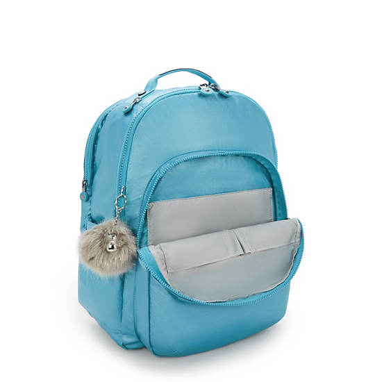 Seoul Extra Large Metallic 17" Laptop Backpack, Aqua Tides Metallic, large