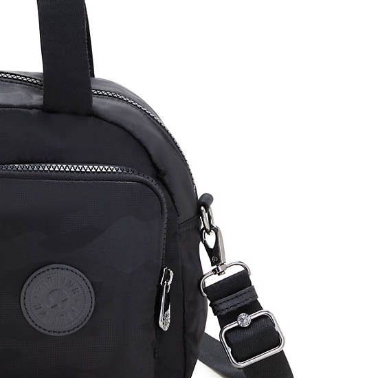 Cool Defea Shoulder Bag, Black Camo Embossed, large