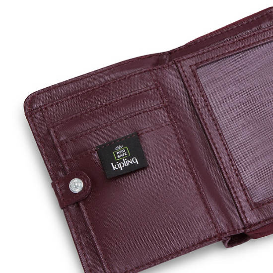 Money Love Metallic Small Wallet, Burgundy Lacquer, large