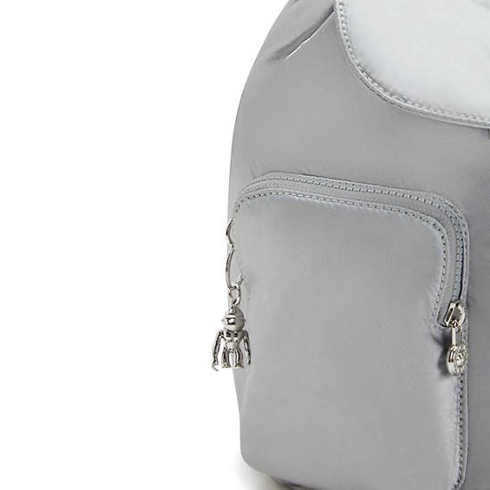 Anto Small Metallic Backpack, Silver Glam, large