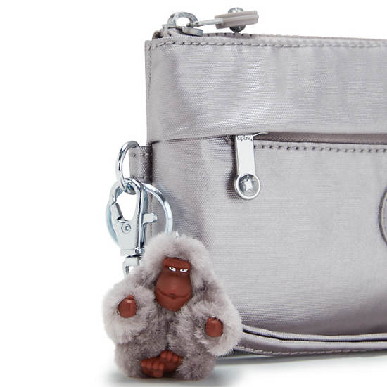Niylah Metallic Wristlet, Smooth Silver Metallic, large Niylah Metallic Wristlet, Smooth Silver Metallic, large