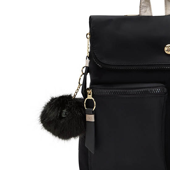 Breanna Medium Backpack, Jet Black Satin, large