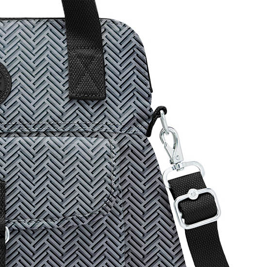 Pahneiro Printed Handbag, Urban Chevron Grey, large