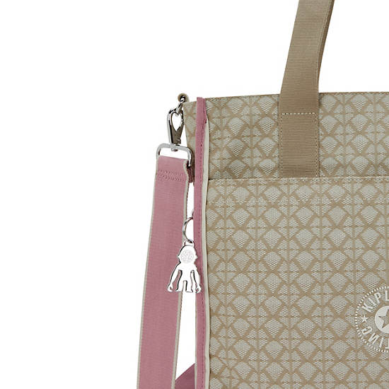 Deval Printed Tote Bag, Signature Beige Emb, large