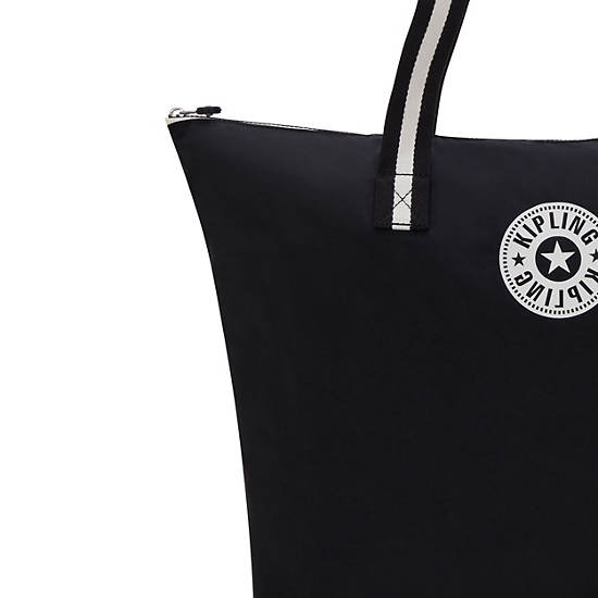 Davian Packable Tote Bag, Black White, large