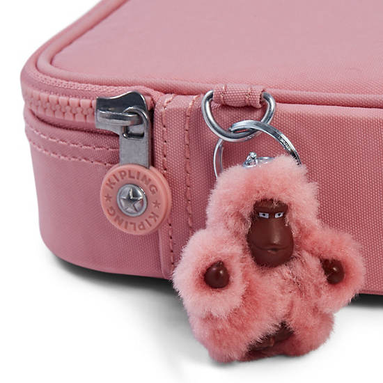100 Pens Case, Strawberry Pink Tonal Zipper, large