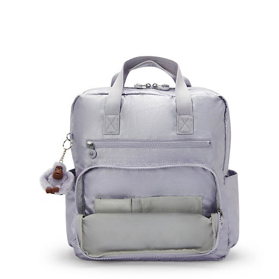 Audrie Metallic Diaper Backpack, Frosted Lilac Metallic, large