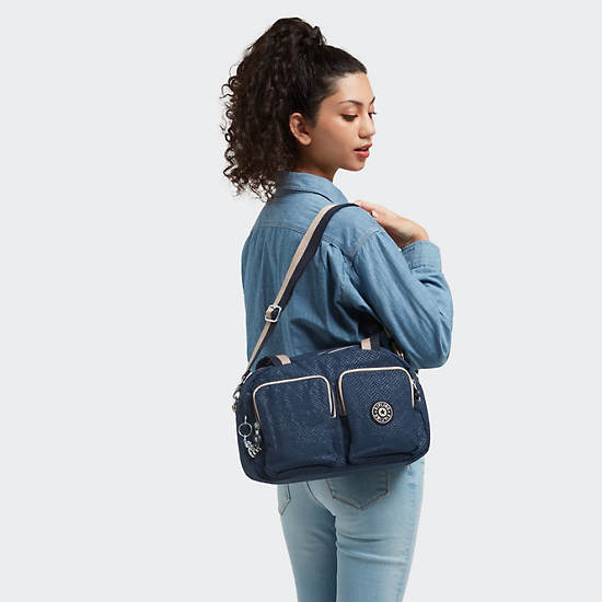 Cool Defea Printed Shoulder Bag, Endless Blue Embossed, large